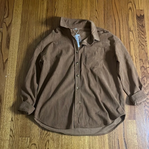 NWT QIXING Woman’s Brown Button Down Sweater Size M - Picture 1 of 6